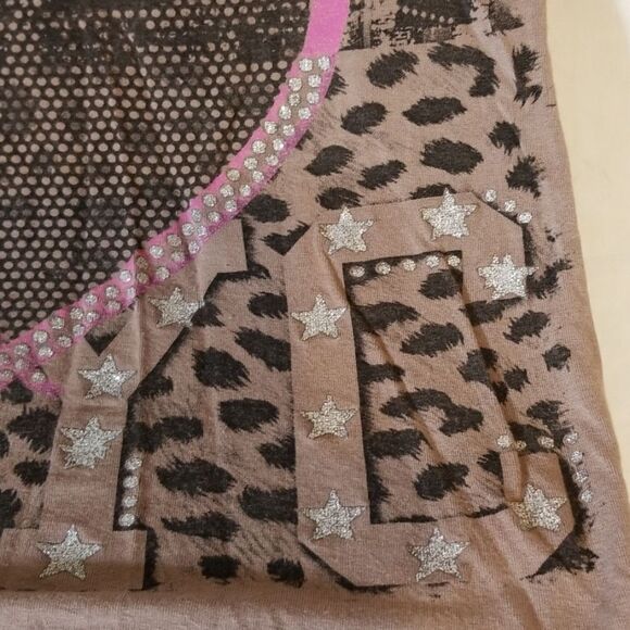 Drab Brown "Brooklyn, NYC" Animal Print Bling Tee - Picture 4 of 5